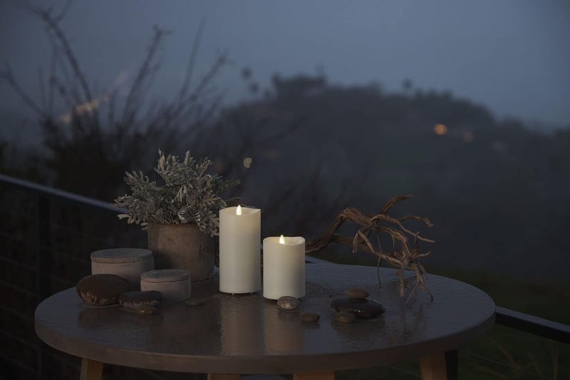LUMINARA Realistic Artificial Moving Flame Outdoor Pillar Candle - Moving Flame LED Battery Operated Lights for Outside Christmas, Thanksgiving - Remote Ready - Remote Sold Separately - 3.25" x 5" - Image 3